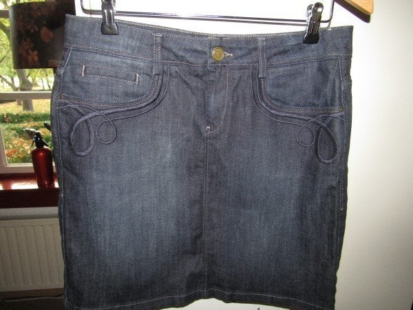 E743 Promiss mt 38 rok denim spijkerrok, Maat 38/40 (M), Promiss, Zo goed als nieuw, Boven de knie