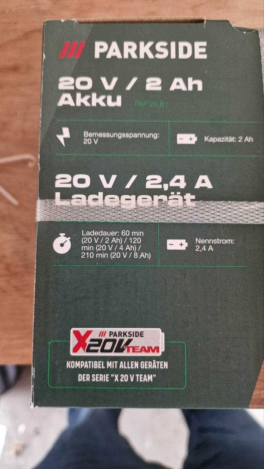 Parkside 20V / 2Ah Accu en 20V / 2.4A Lader X 20V Team, Ophalen of Verzenden, Nieuw, Overige typen