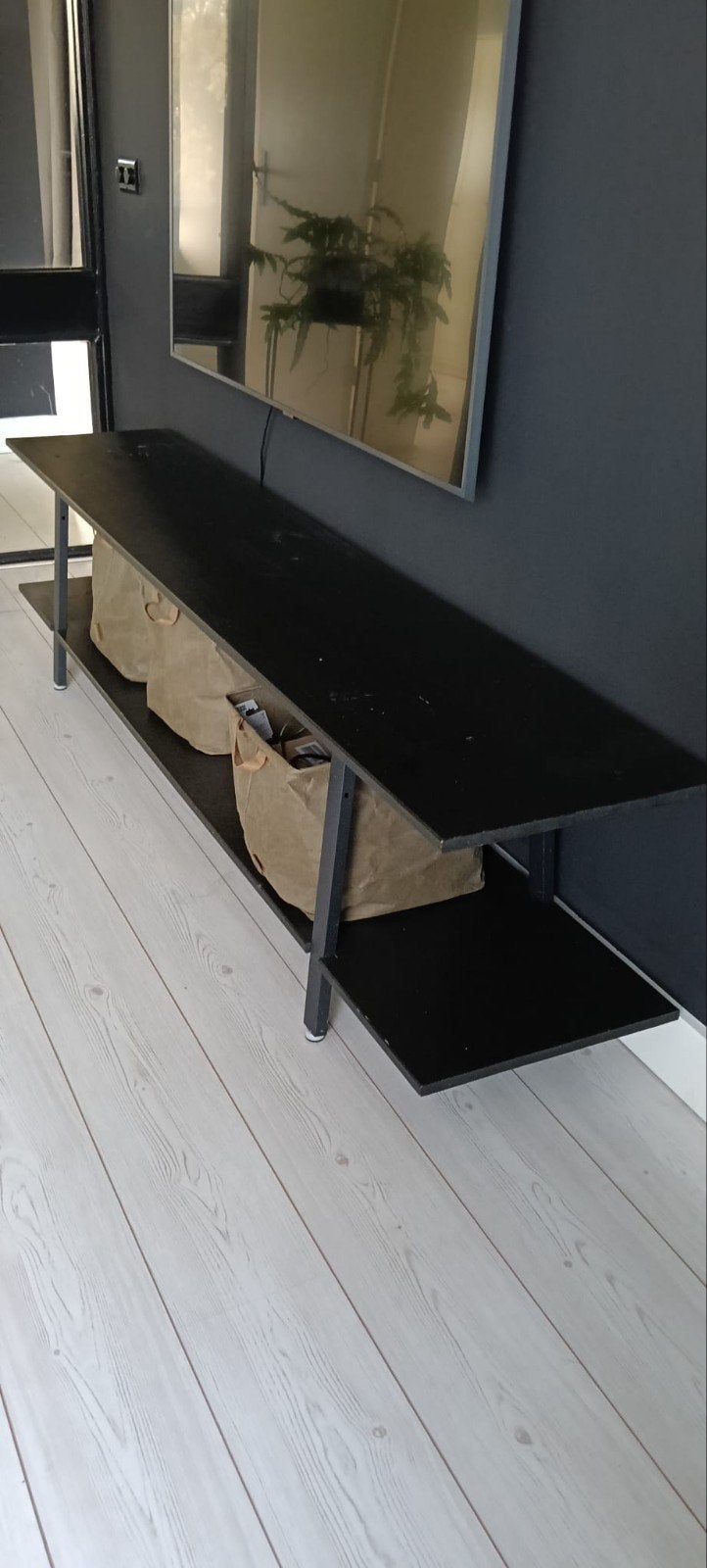 Tv meubel zwart hout en metaal, Ophalen, 200 cm of meer, Minder dan 100 cm, Metaal