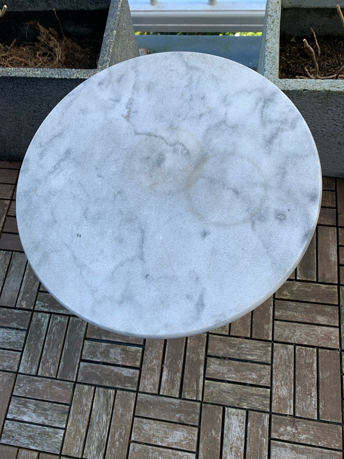 Ronde marmeren tafel met gietijzeren onderstel, Ophalen, Gebruikt, Rond, Overige materialen