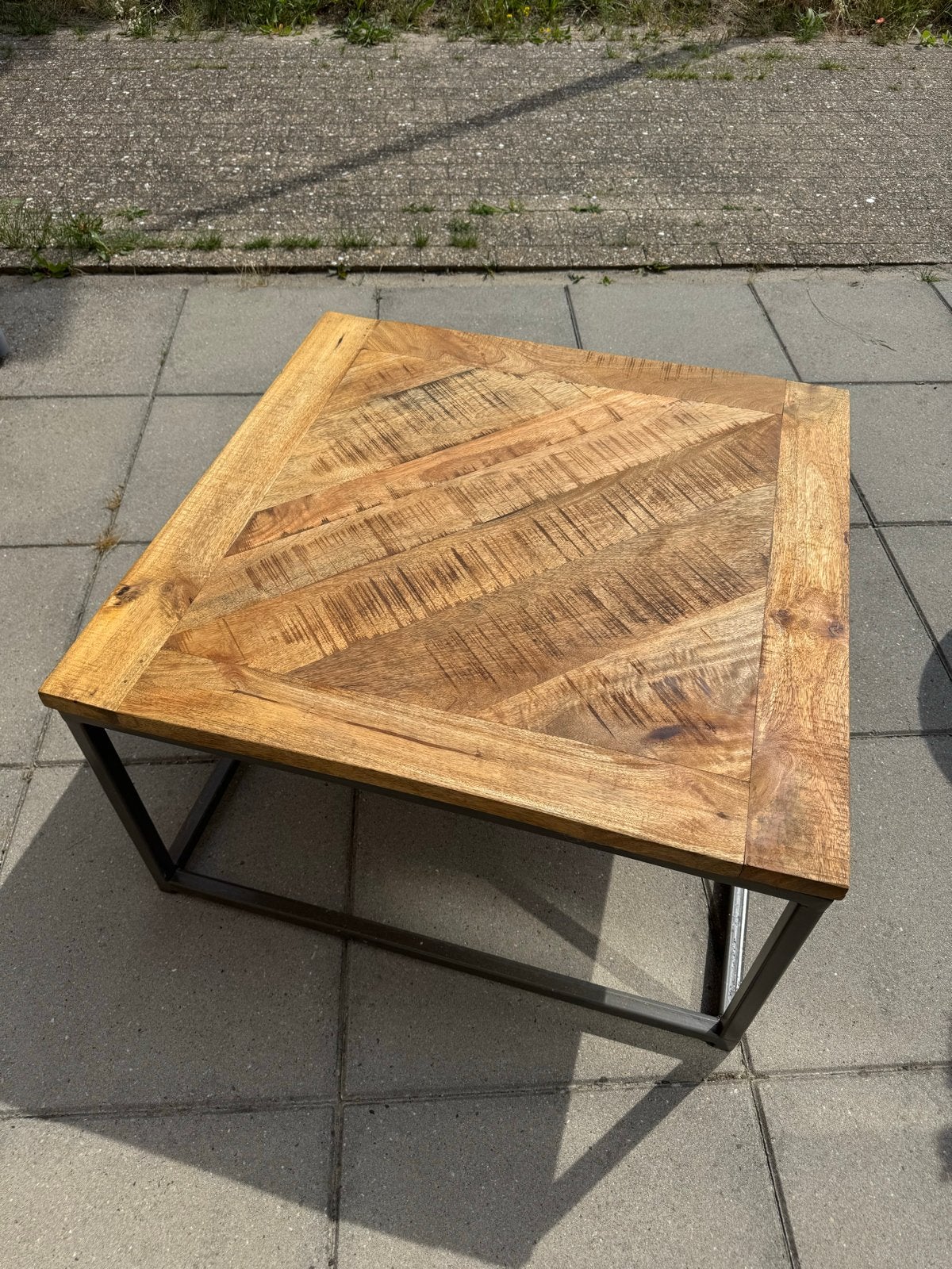Salontafel 80x80 - Industrieel design, Huis en Inrichting, Tafels | Salontafels, Ophalen, Gebruikt, Vierkant, 50 tot 100 cm