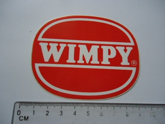 sticker oud WIMPY hamburger logo jaren 70 80 retro, Verzamelen, Verzenden, Zo goed als nieuw, Bedrijf of Vereniging