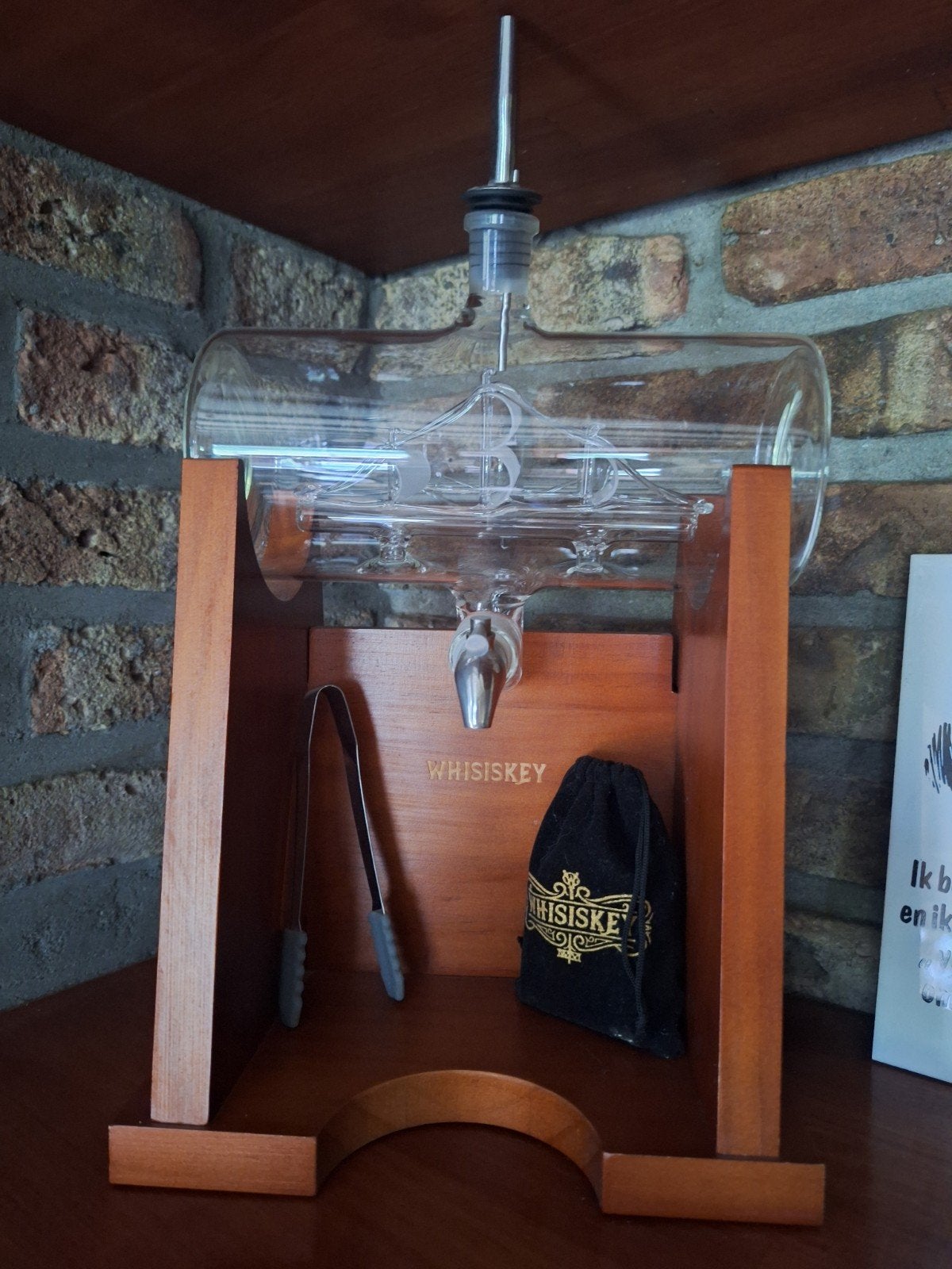 Vaderdag Whiskey Karaf met zeilschip incl. 3 glazen, Huis en Inrichting, Barren, Ophalen of Verzenden, Zo goed als nieuw