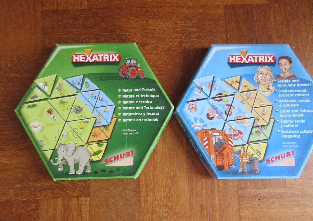 2 x Schubi HeXatrix Natuur en Techniek + sociale omgeving, Ophalen of Verzenden, Gebruikt, Puzzelen