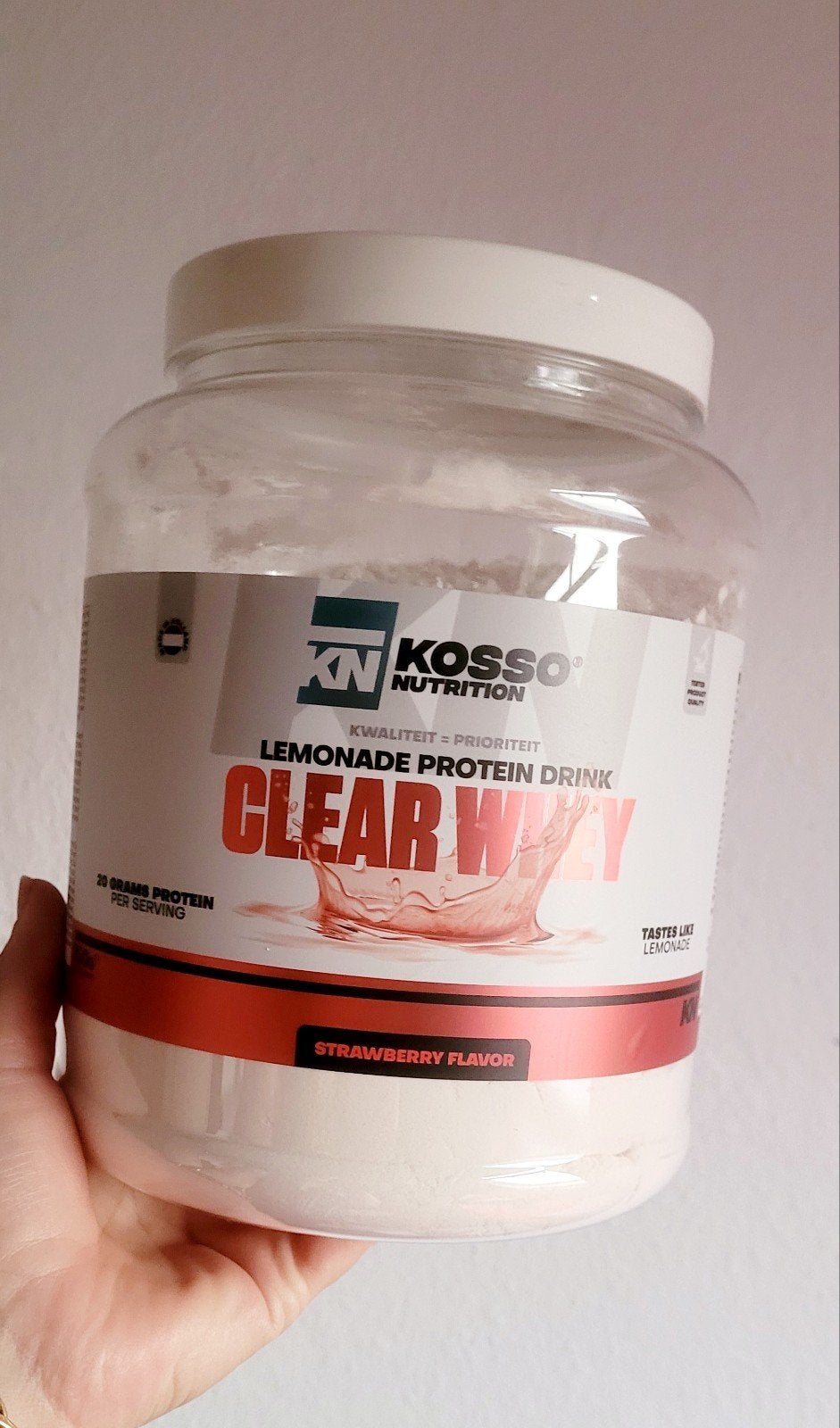 Kosso Nutrition Clear Whey - Aardbei Smaak, Sport en Fitness, Ophalen of Verzenden, Zo goed als nieuw, Poeder of Drank
