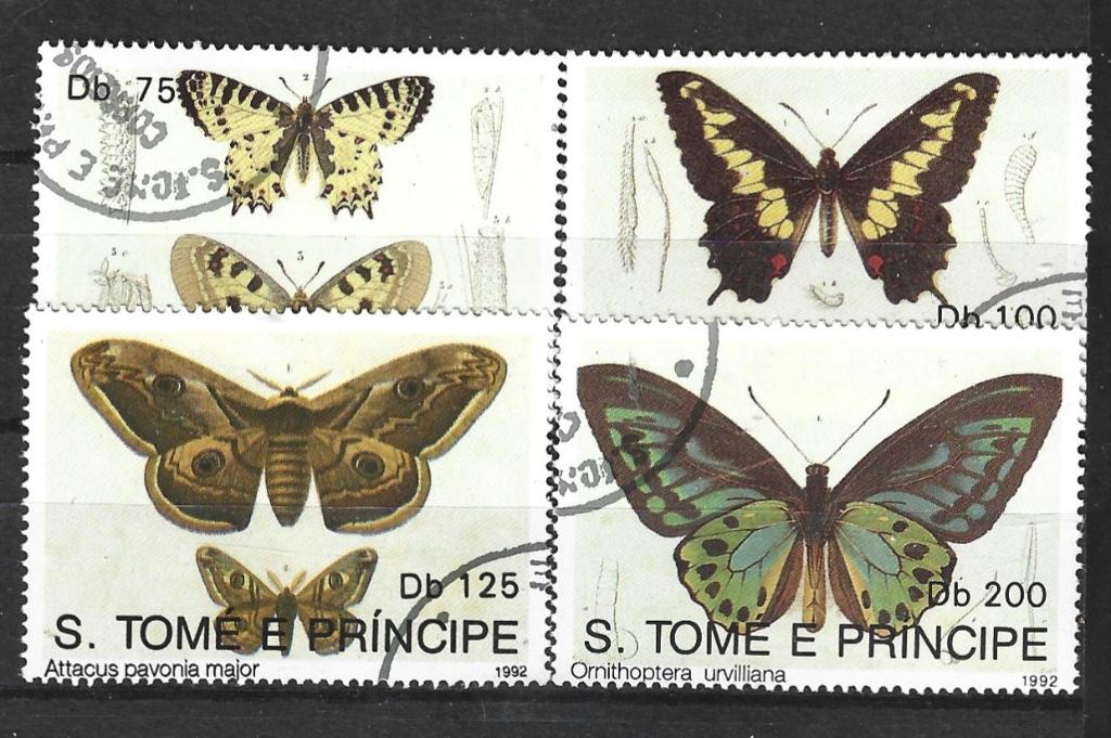 Te 1 - 1992 - S. Tome e principe/ vlinders/ 4 zegels, Verzenden, Gestempeld, Dier of Natuur
