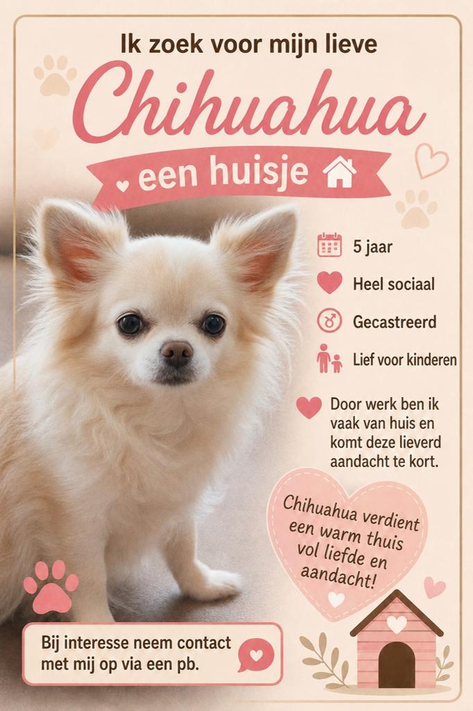 Goed adres gezocht, Reu, Eén hond, Chihuahua, 3 tot 5 jaar