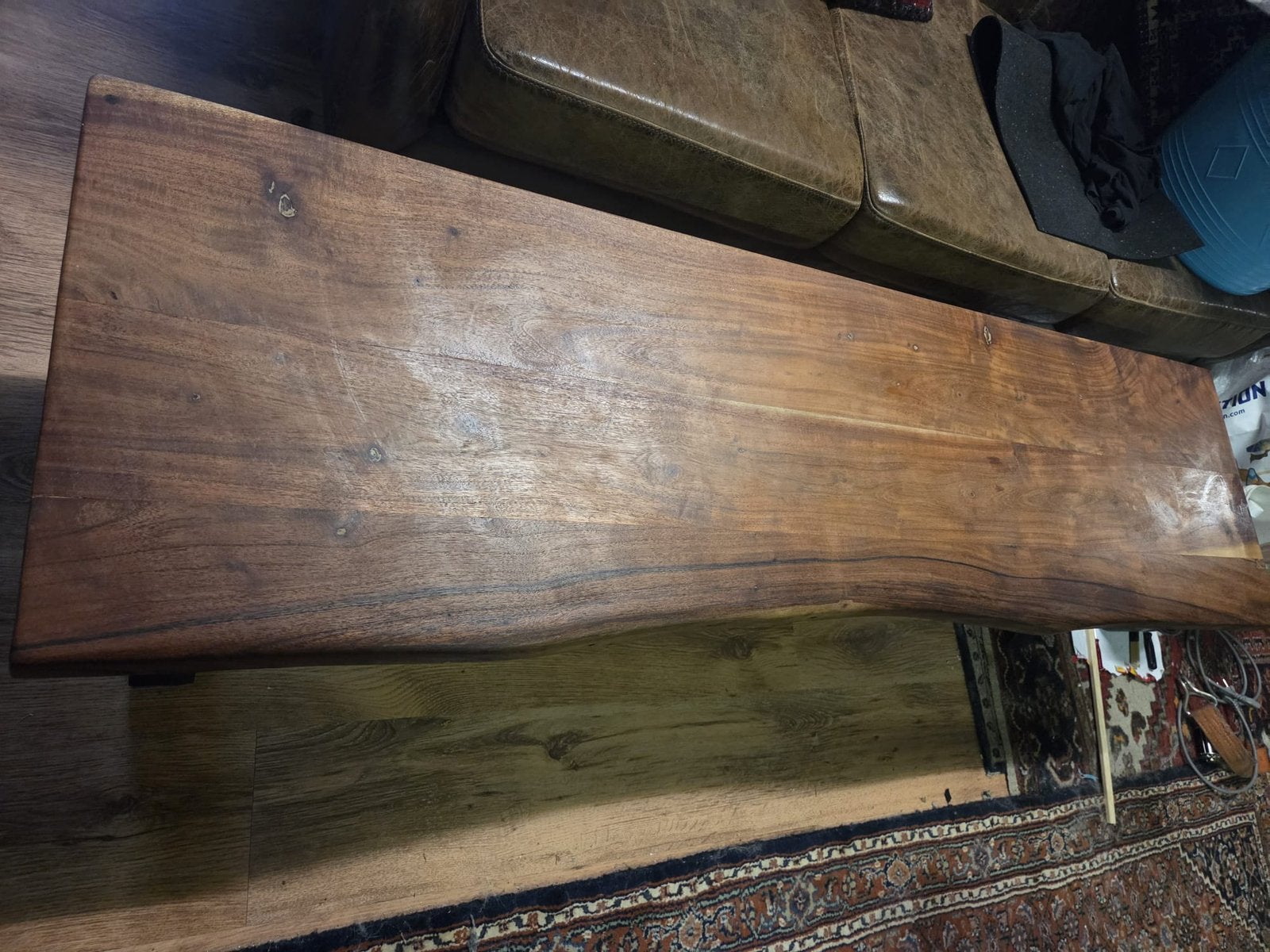 Boomstam TV Tafel meubel, Ophalen, 100 tot 150 cm, Eikenhout, 150 tot 200 cm