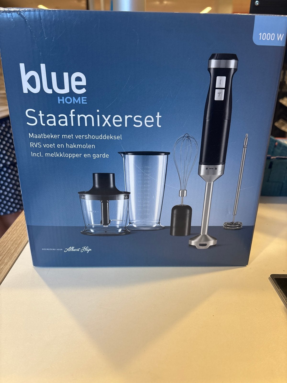 Blue Home Staafmixerset 1000W - Maatbeker, Hakmolen, Garde, Minder dan 1 liter, Ophalen of Verzenden, Nieuw, 3 snelheden of meer