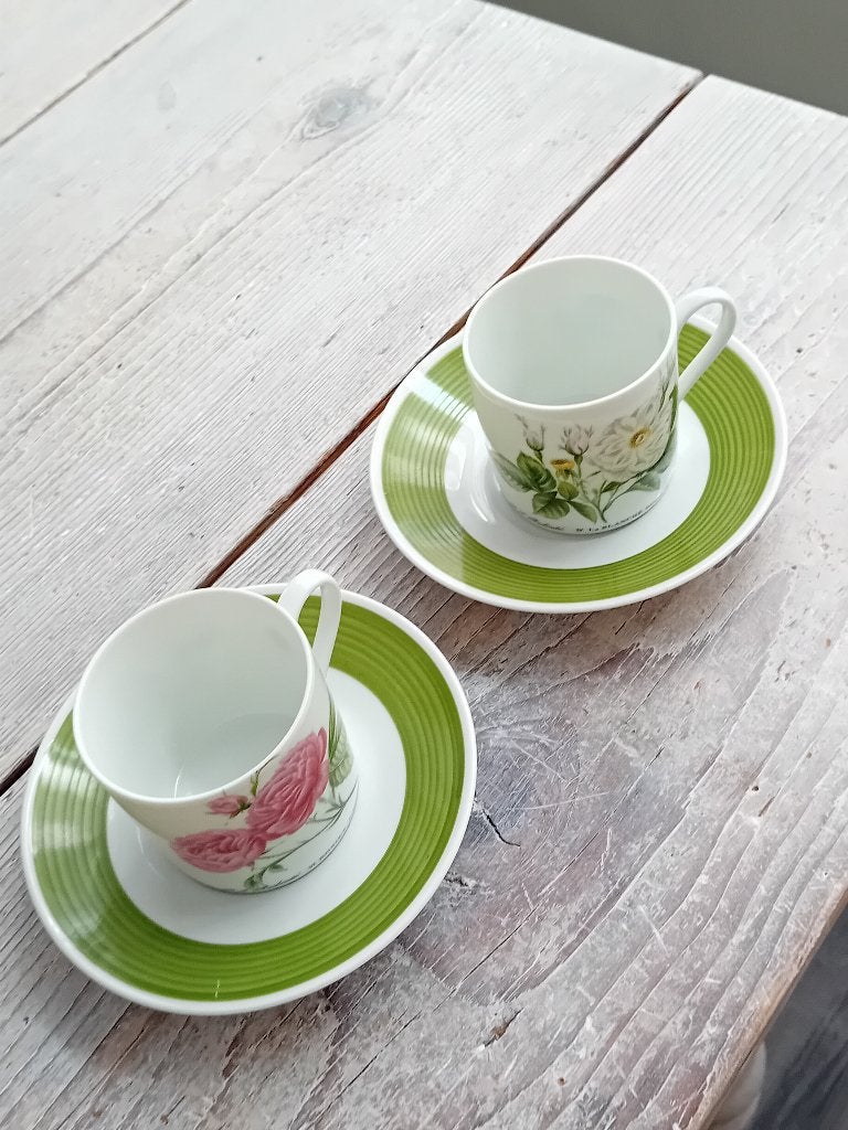Hutschenreuther Espresso Kopjes met Bloemen - Set van 2, Ophalen of Verzenden