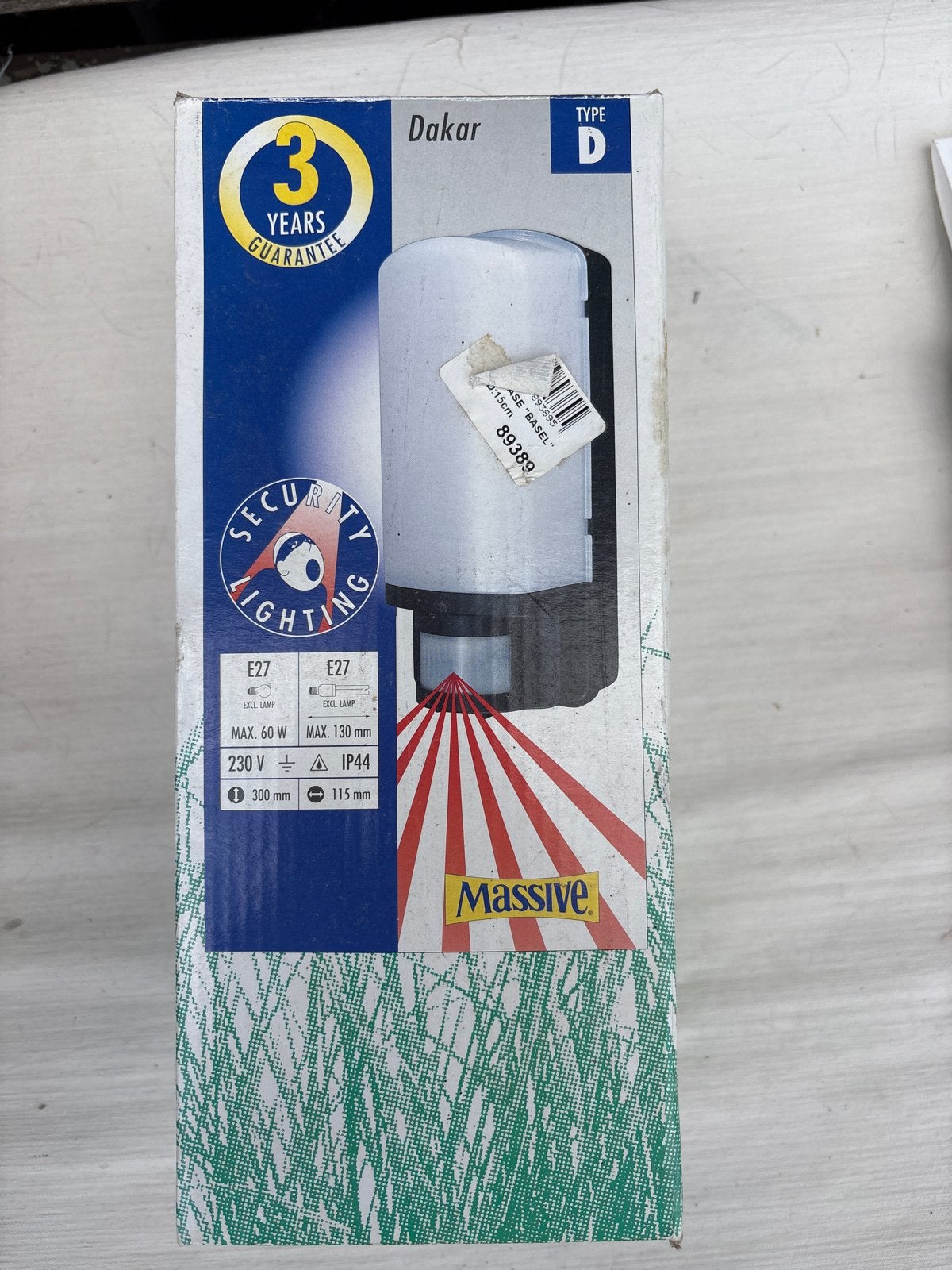 Massive Dakar Buitenlamp met Bewegingssensor IP44, Ophalen, Minder dan 50 watt, Wandlamp, Nieuw
