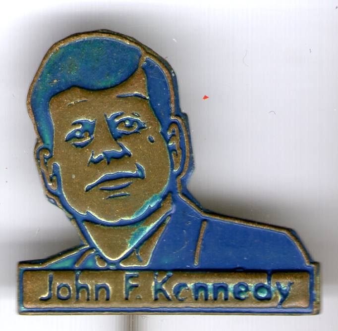John F. Kennedy groen op koper president speldje ( S_023), Verzenden, Nieuw, Figuurtje, Speldje of Pin