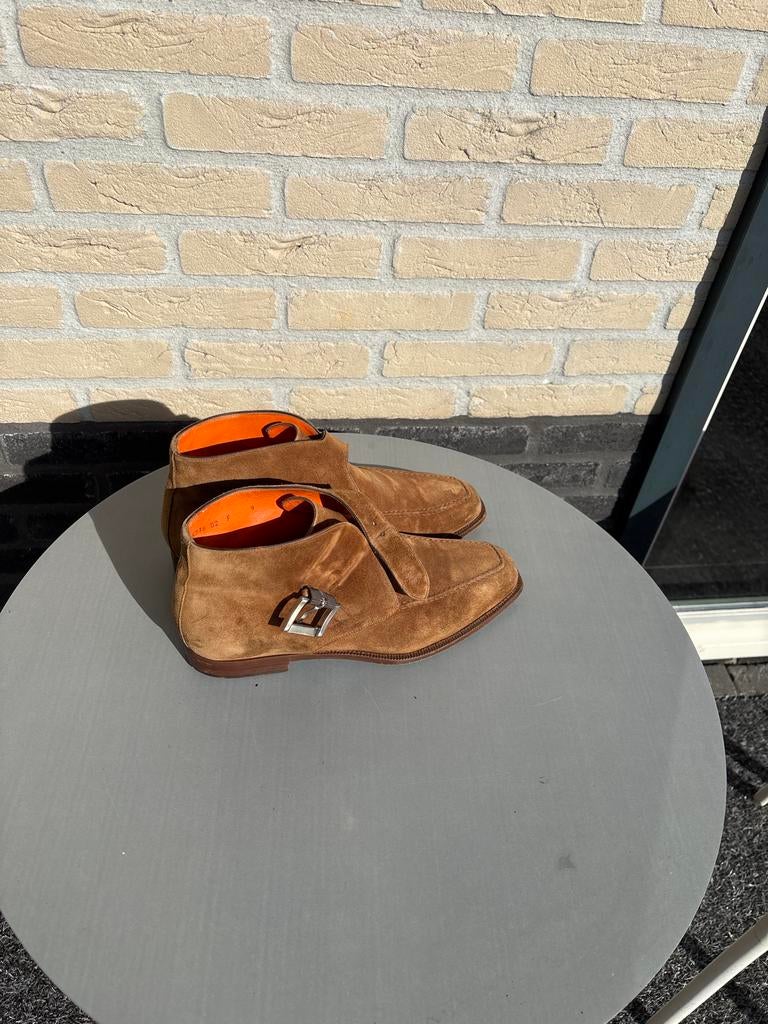 Santoni heren schoen maat 43 hoog model, Bruin, Ophalen of Verzenden, Gespschoenen, Gedragen