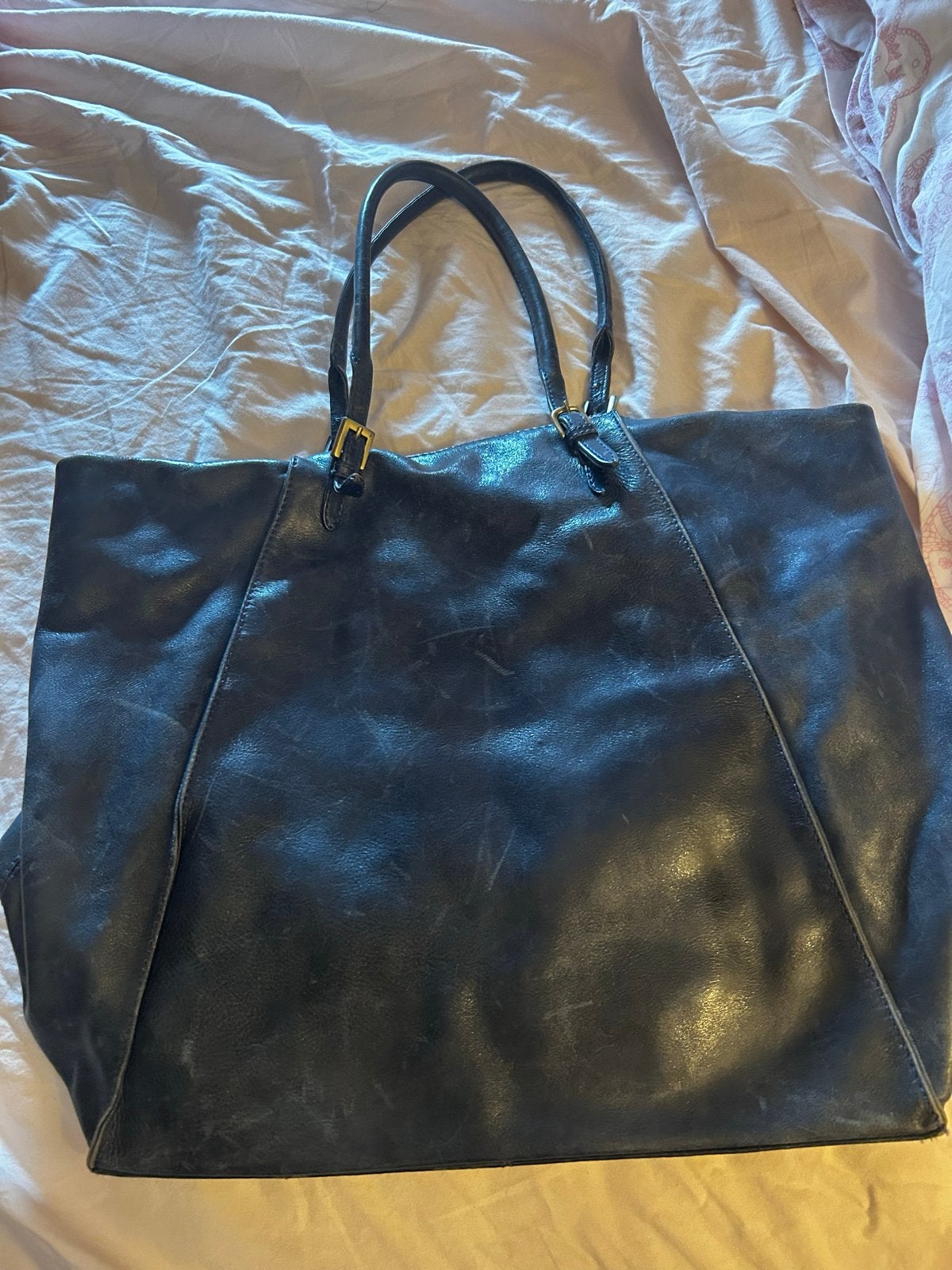 Marc O’Polo Leren Shopper - Donkerblauw, Sieraden, Tassen en Uiterlijk, Ophalen of Verzenden, Gebruikt, Blauw, Shopper