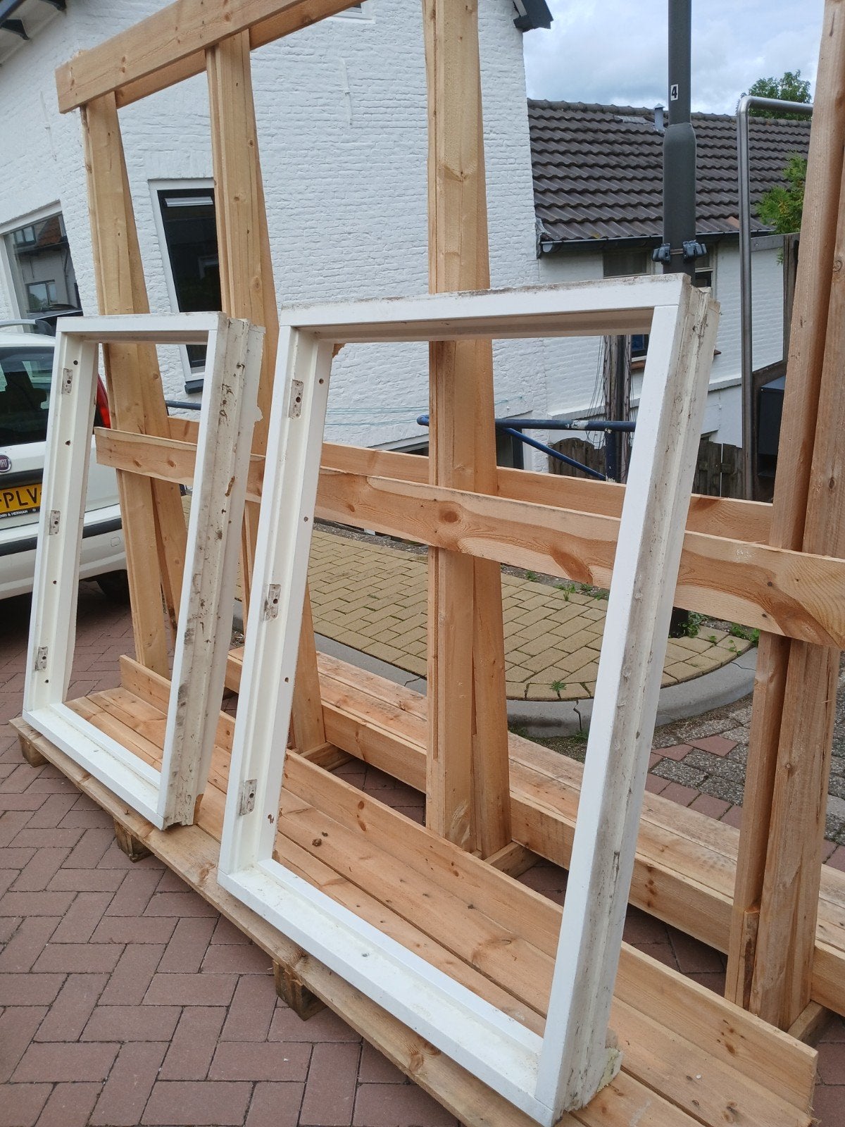 kozijnen, Doe-het-zelf en Verbouw, Kozijnen en Schuifpuien, Raamkozijn, Inclusief glas, 75 tot 150 cm, Hout