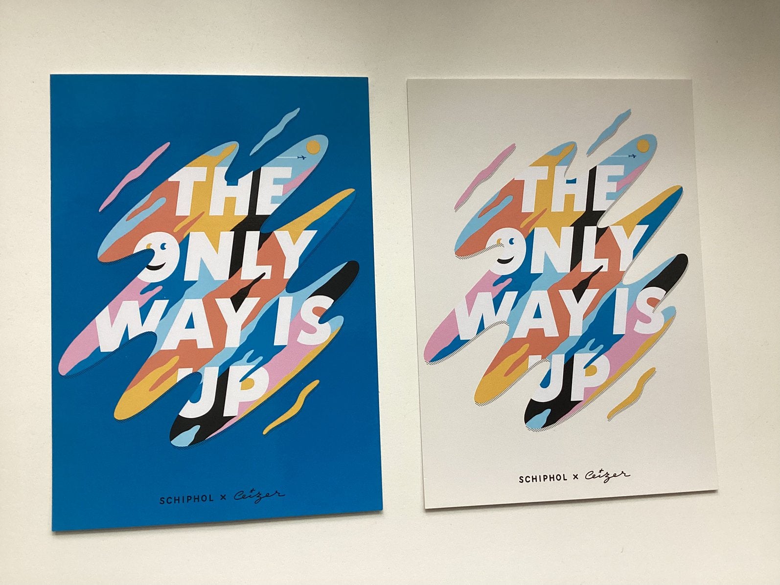 Set van 2 Schiphol x Ceizer ansichtkaarten - The Only Way Is, Ophalen of Verzenden, 1980 tot heden, Ongelopen, Overige thema's
