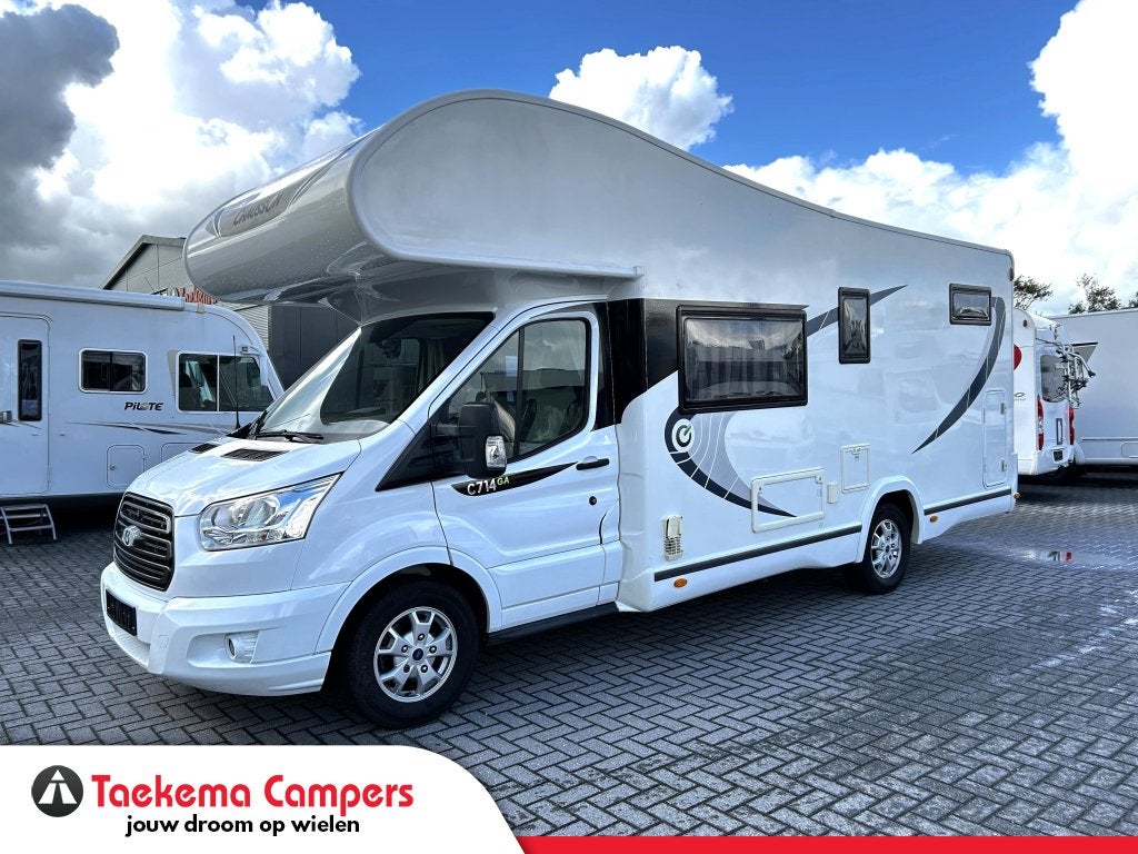 Chausson Flash 714 GA Vastbed/Alkoof/Euro-6/2017/2xAirco, Caravans en Kamperen, Alkoof, Ford, 7 tot 8 meter, Tot en met 6