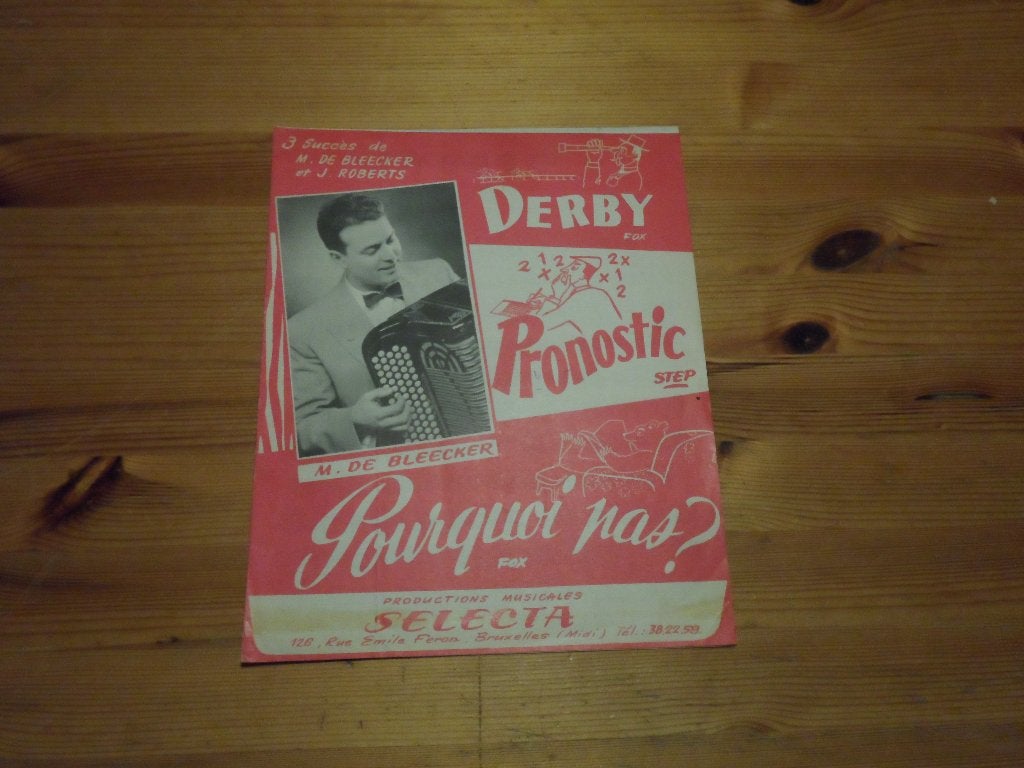 M. De bleecker - derby / pronostic / pourquoi pas, Gebruikt, Ophalen of Verzenden, Artiest of Componist, Piano