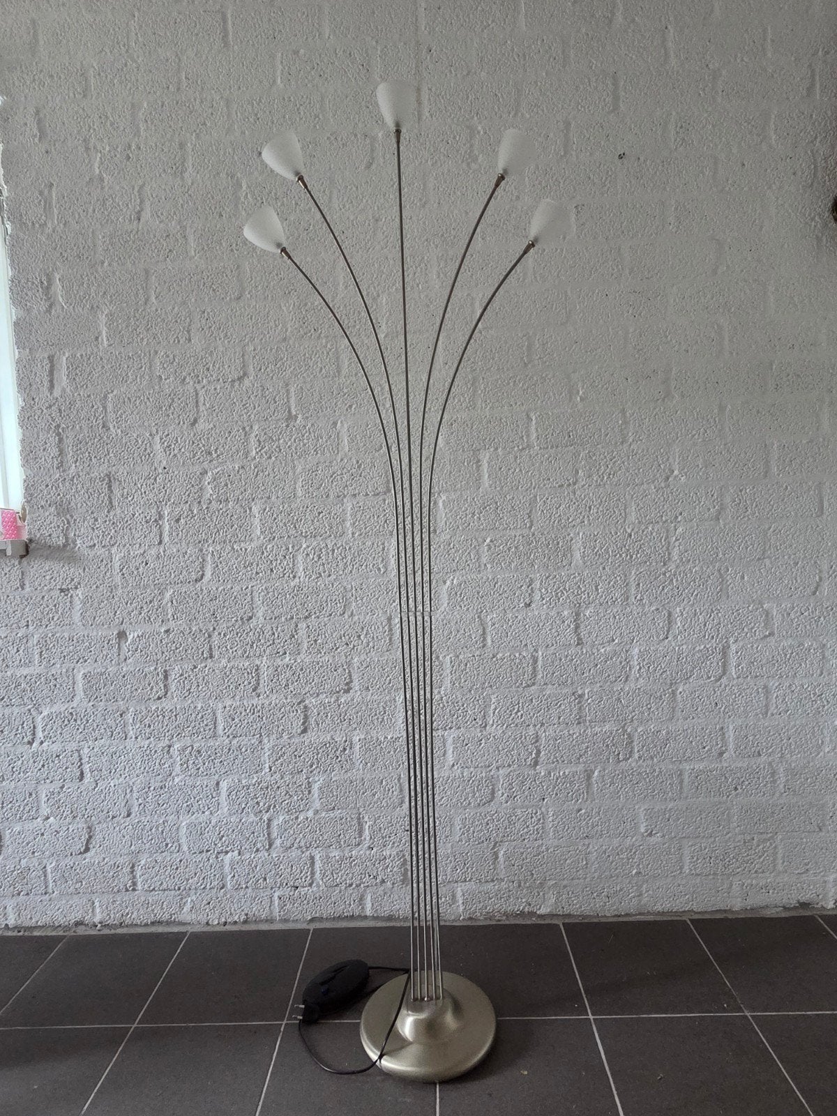 rvs stalamp met glazen lampjes, Ophalen, 100 tot 150 cm, Zo goed als nieuw, Metaal