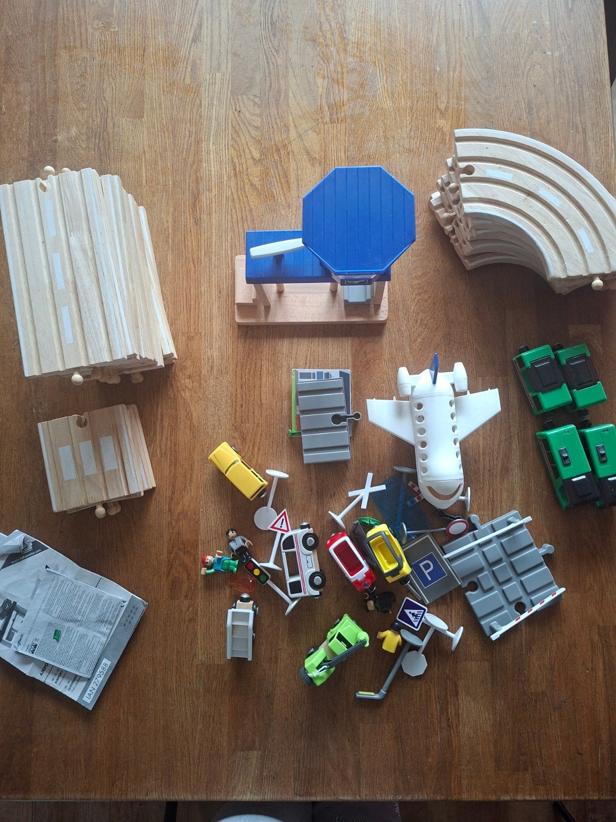 Grote set houten treinbaan en wegdelen met accessoires, Ophalen, Gebruikt, Jongen of Meisje