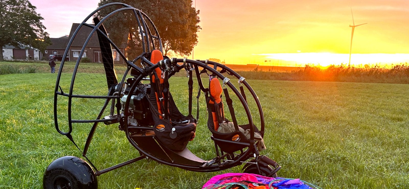 Flanders silent twin 1000cc 4 takt paramotor trike 50pk, Ophalen, Gebruikt, Paramotor, Gemotoriseerd