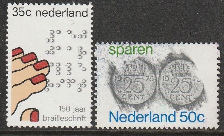 Nederland 1975 1077/1078 Braille & Sparen, Postfris, Ophalen of Verzenden, Na 1940, Postfris