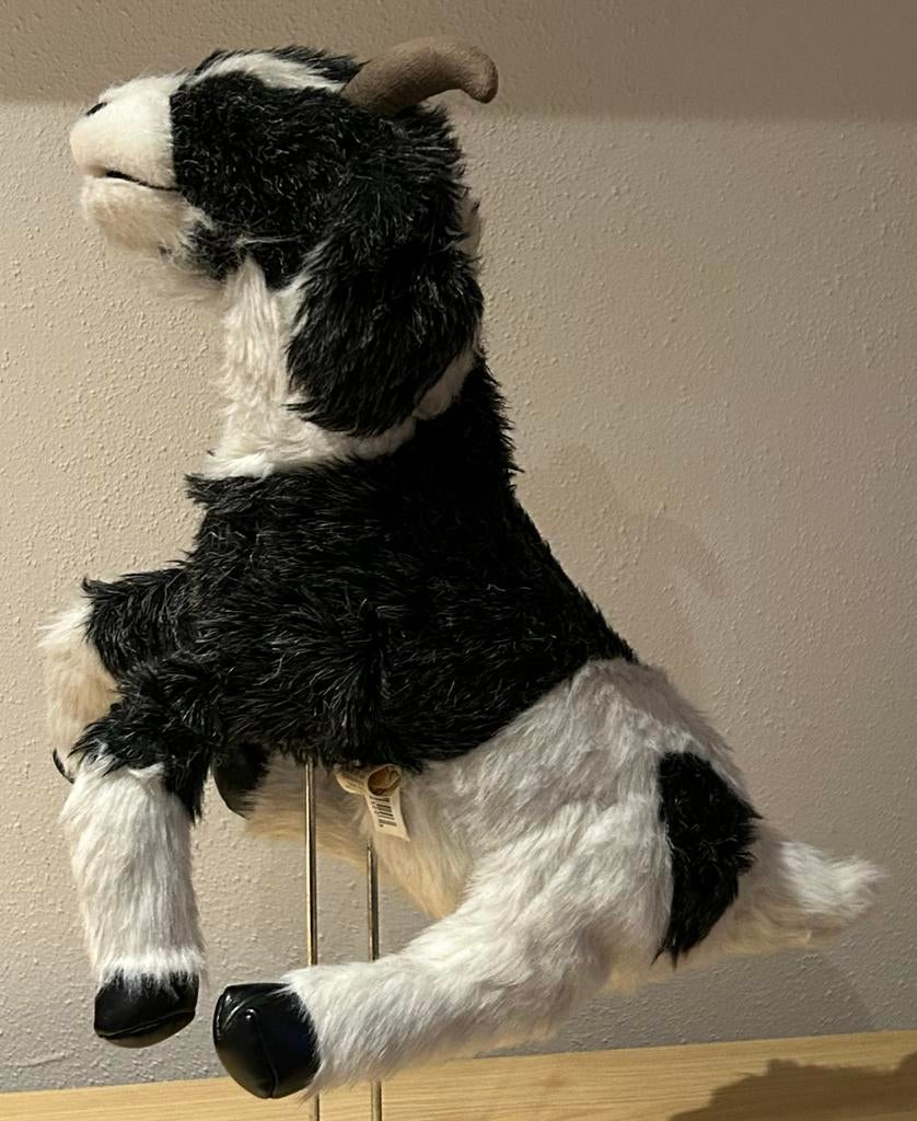 Folkmanis Handpop Geit - Zwart-witte handpop van 48 cm, Kinderen en Baby's, Speelgoed | Knuffels en Pluche, Ophalen, Overige merken