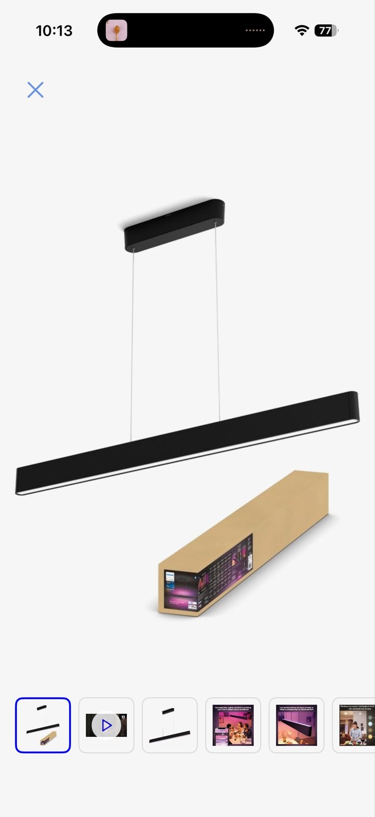 Philips Hue Ensis Zwarte Hanglamp - Smart verlichting, Ophalen, Zo goed als nieuw, Metaal, 75 cm of meer