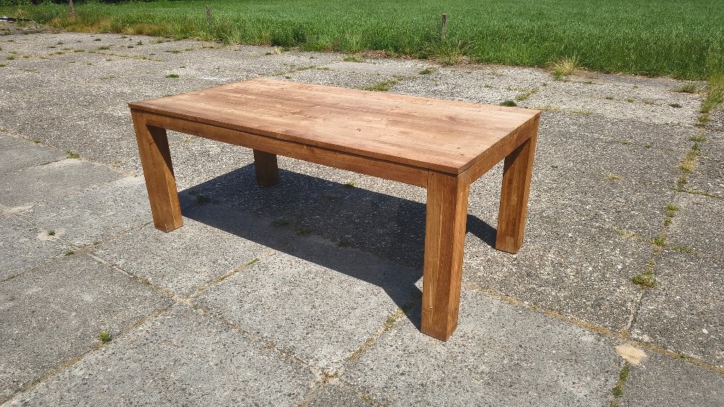 Massief eiken eettafel - Stamtafel 200x100x78 cm, Ophalen, Gebruikt, Eikenhout, 200 cm of meer