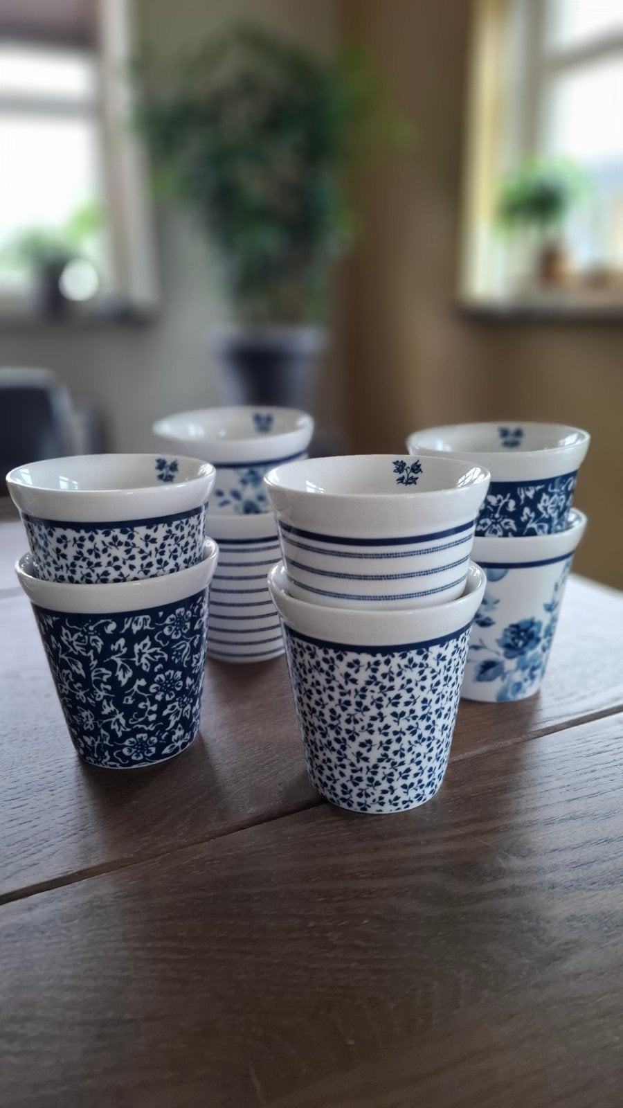 8 Laura Ashley Blueprint Collectables bekers zonder oor 27cl, Ophalen of Verzenden, Nieuw, Porselein