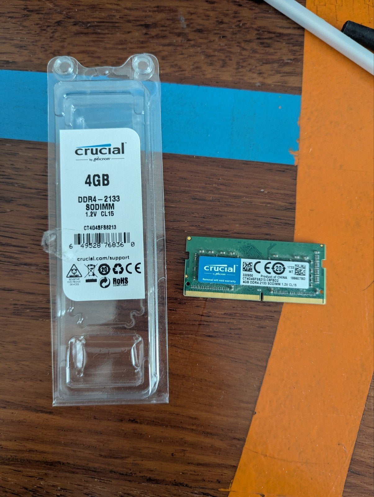 Crucial 1 x 4GB DDR4 SODIMM 2133 Mhz, Computers en Software, Gebruikt, DDR4, Ophalen of Verzenden, Laptop