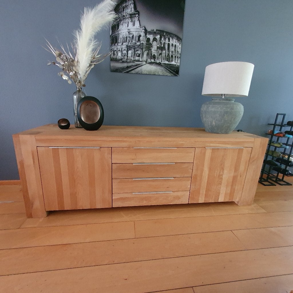 Massief eiken dressoir, Ophalen, Gebruikt, Met deur(en), Eikenhout