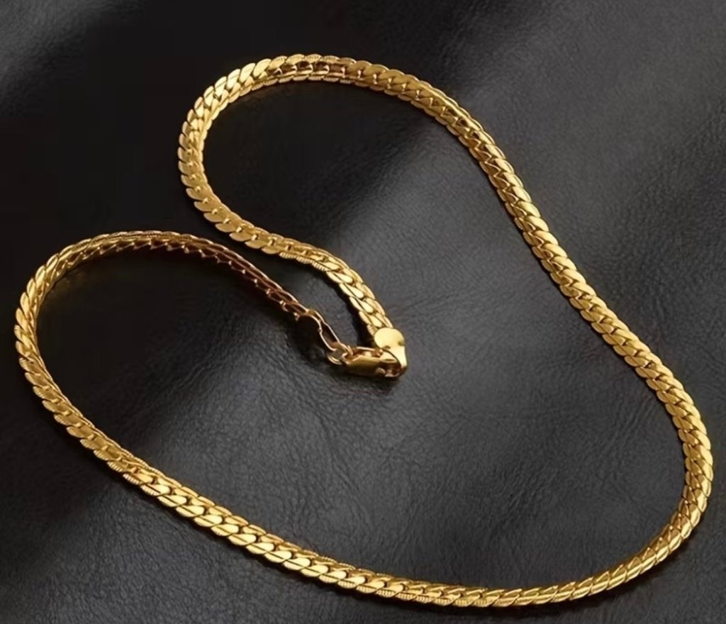 Ketting platte schakel Goud verguld 55 CM -NIEUW-, Ophalen of Verzenden, Nieuw, Goud, Overige materialen