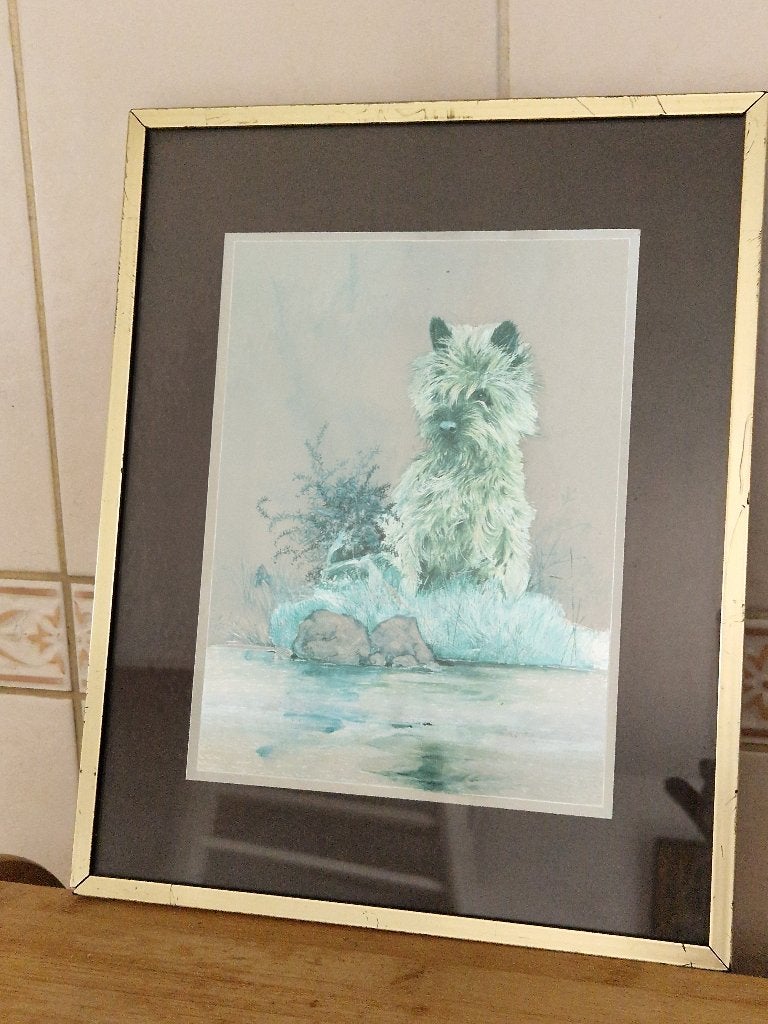 Bijzonder kunstwerk in lijst van Cairn Terrier, Ophalen of Verzenden, Gebruikt, Hond of Kat, Overige typen