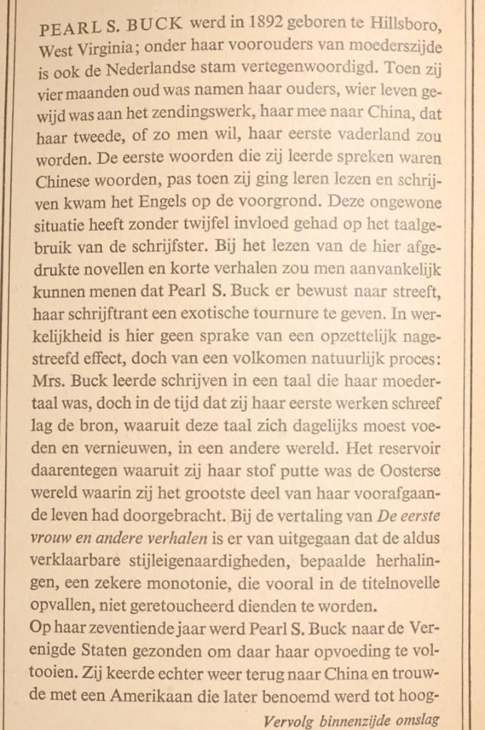 De eerste vrouw en andere verhalen - Pearl S. Buck (1958), Antiek en Kunst, Verzenden