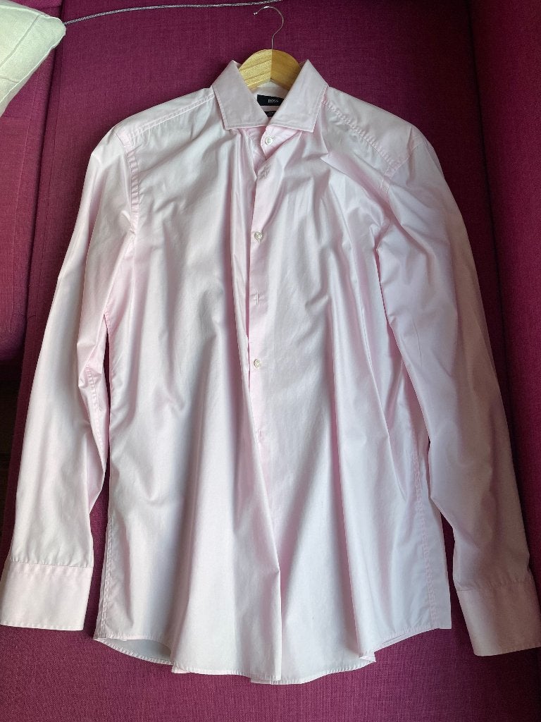 Overhemd | Rose | Hugo Boss | XL | 43 (EU) 17 (US), Ophalen of Verzenden, Hugo Boss, Roze, Gedragen