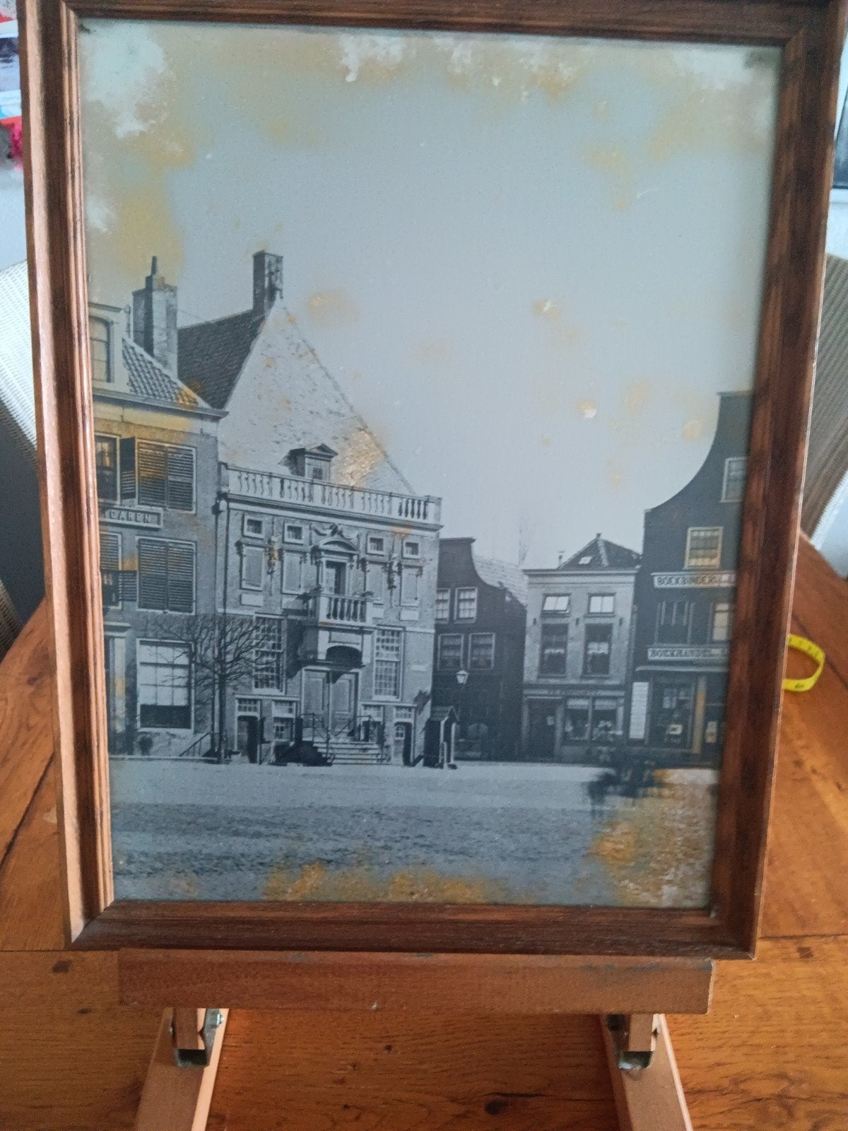 Oude foto Grote Markt Haarlem 1880 in lijst, Ophalen of Verzenden