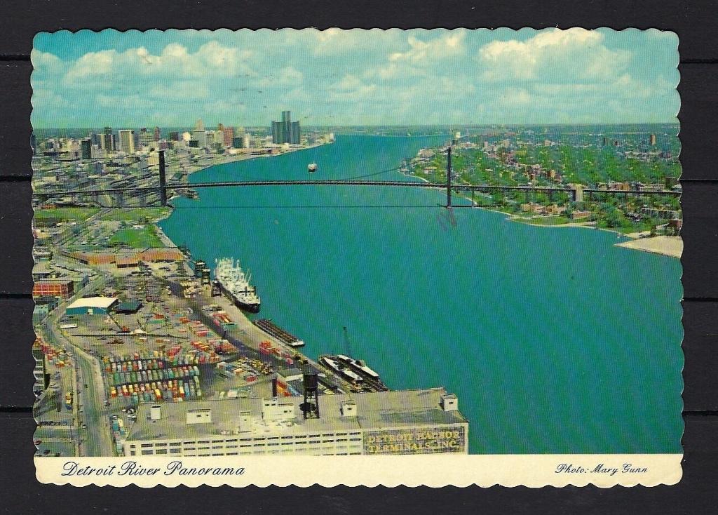 882 Amerika, Detroit River Panorama, Verzamelen, Ansichtkaarten | Buitenland, Ophalen of Verzenden, Gelopen, Buiten Europa