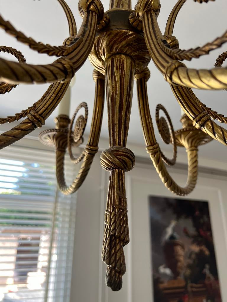 Louis XVI Bronze Empire Chandelier-20th Century, France, Huis en Inrichting, Lampen | Kroonluchters, Ophalen, Zo goed als nieuw