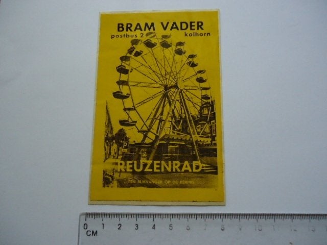 sticker oud KERMIS Kolhorn Bram Vader Reuzenrad vintage, Verzenden, Zo goed als nieuw, Bedrijf of Vereniging