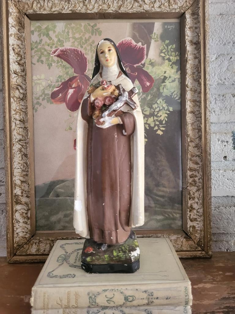 Gipsen beeldje Theresia van Lisieux Toen was geluk, Ophalen of Verzenden