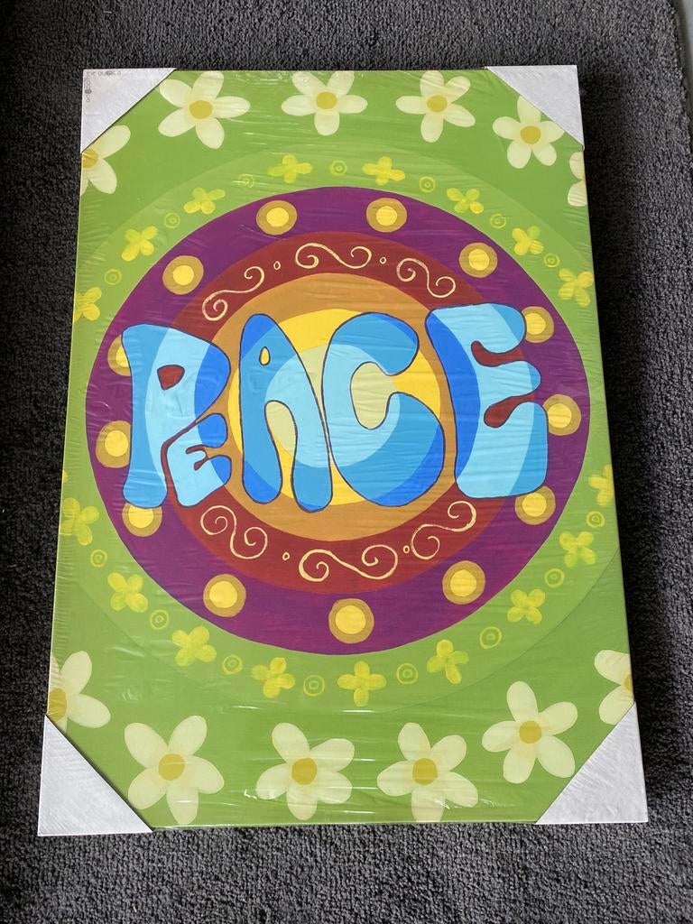 Schilderij me gusta hippie peace vrede space love flower, Ophalen
