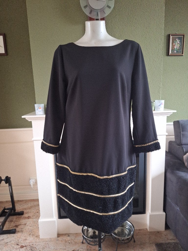 K-Design K Design zwarte goud winter jurk L, Kleding | Dames, K-design, Verzenden, Zwart, Maat 42/44 (L)