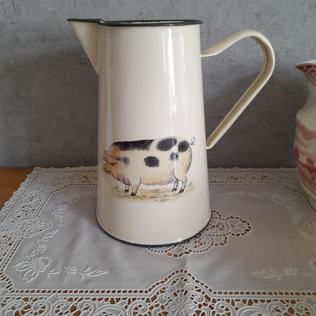 Brocante landelijke emaille kan, Ophalen of Verzenden