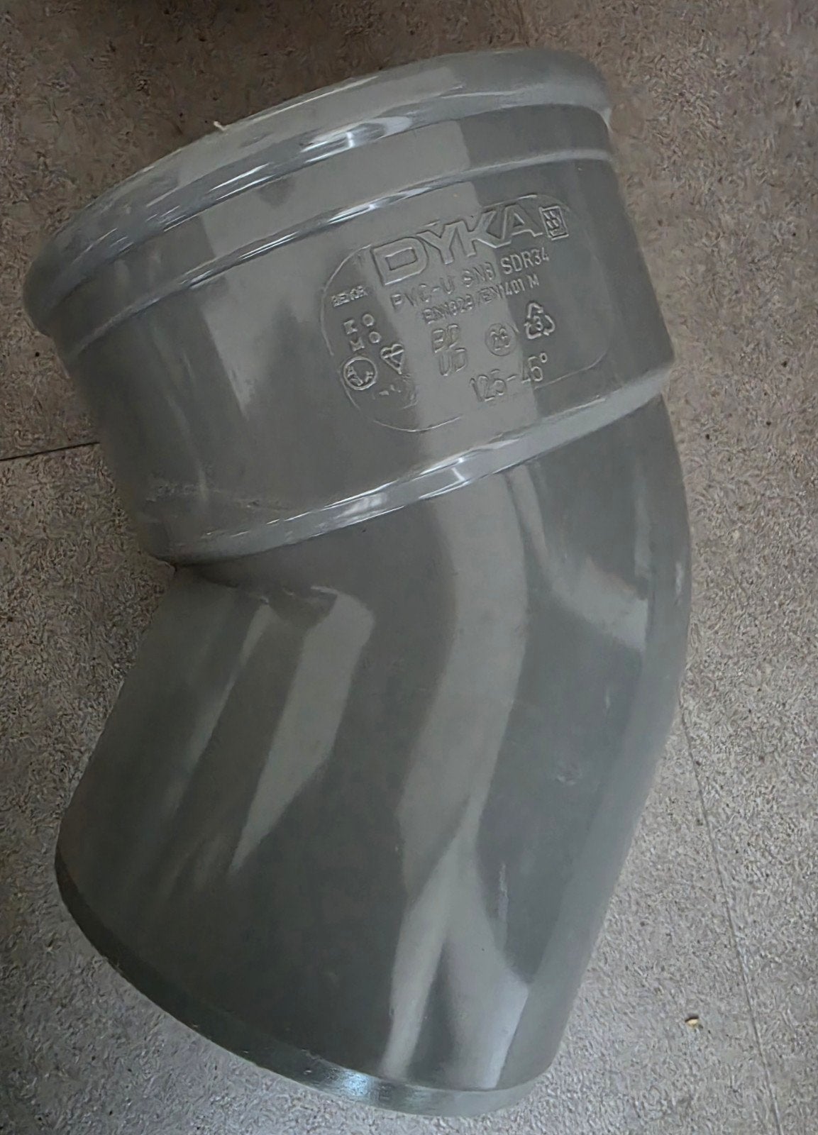 DYKA PVC-U Rioolbuisbocht 125 mm 45 SDR34 SN8 Nieuw, Ophalen of Verzenden, Nieuw