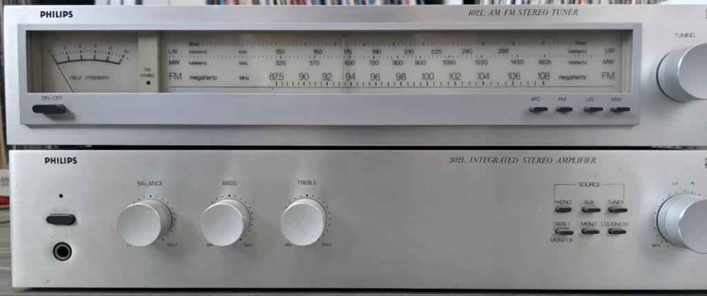 Philips 302L stereo buizen‑eindversterker + Philips 102L AM/, Muziek en Instrumenten, Ophalen of Verzenden, Gebruikt, Minder dan 500 watt