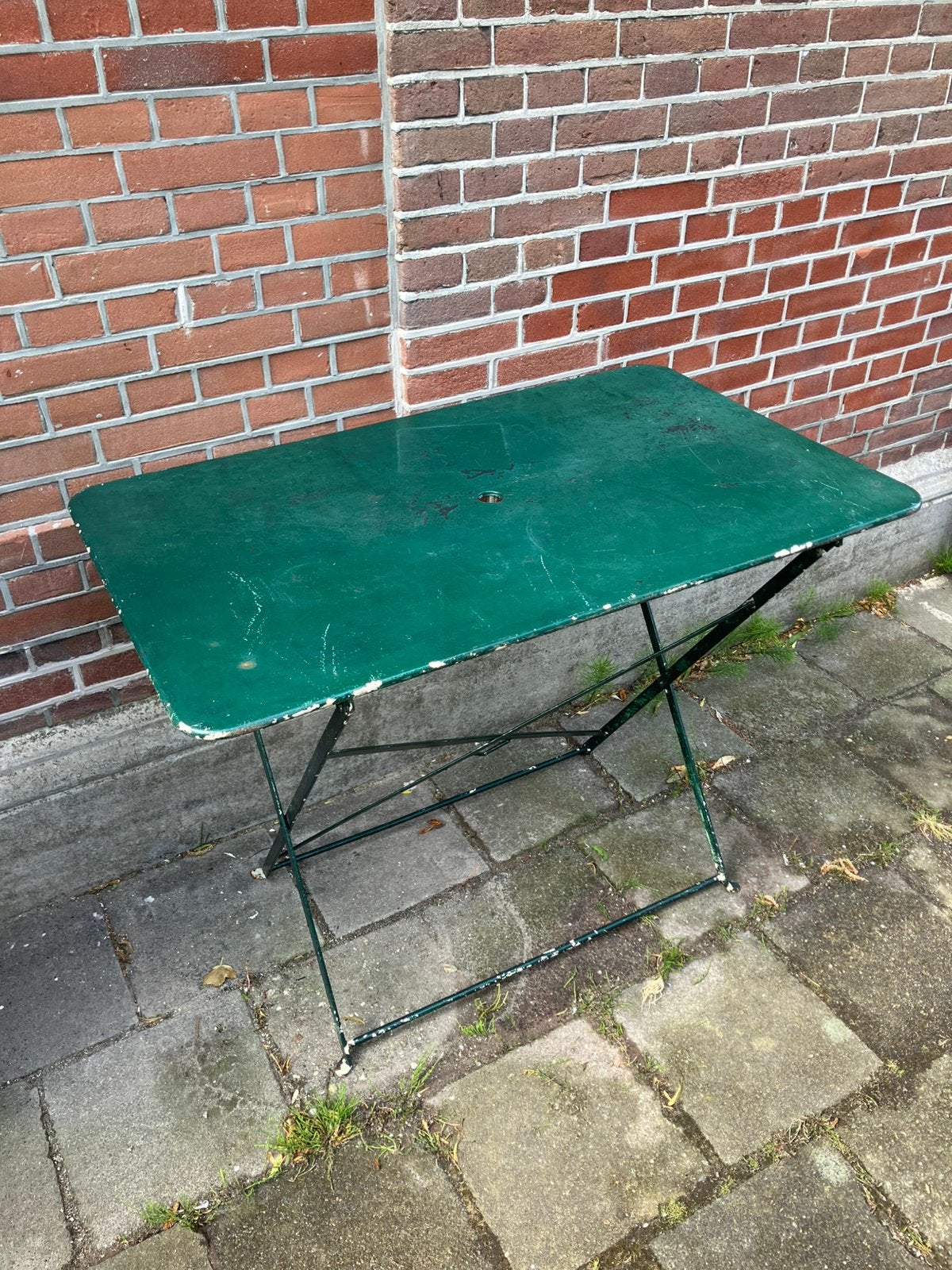 Groene tuintafel brocante, Tuin en Terras, Tuintafels, Rechthoekig, Ophalen