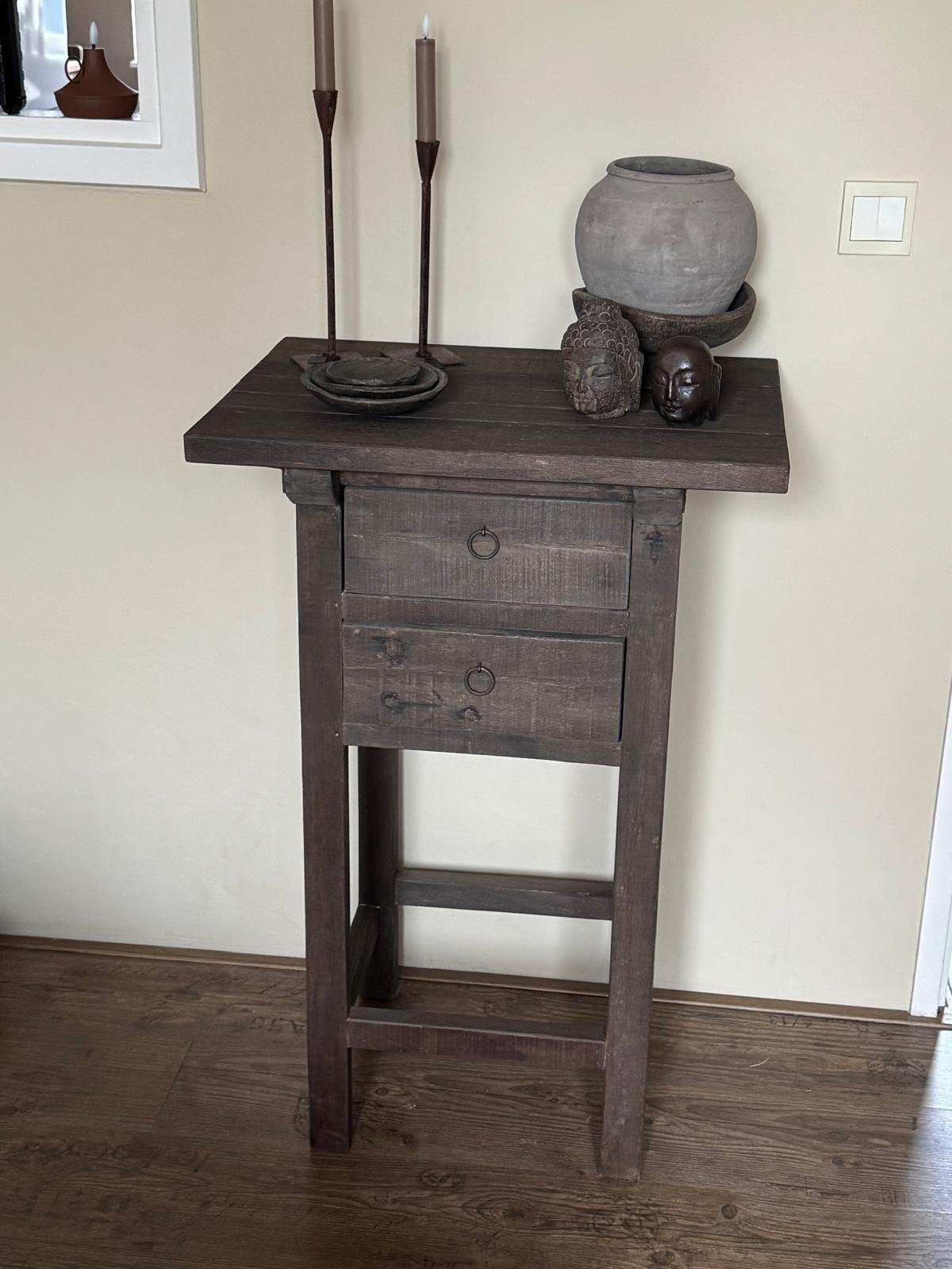 Sobere driftwood sidetable, Huis en Inrichting, Ophalen, Zo goed als nieuw, 25 tot 50 cm, Rechthoekig