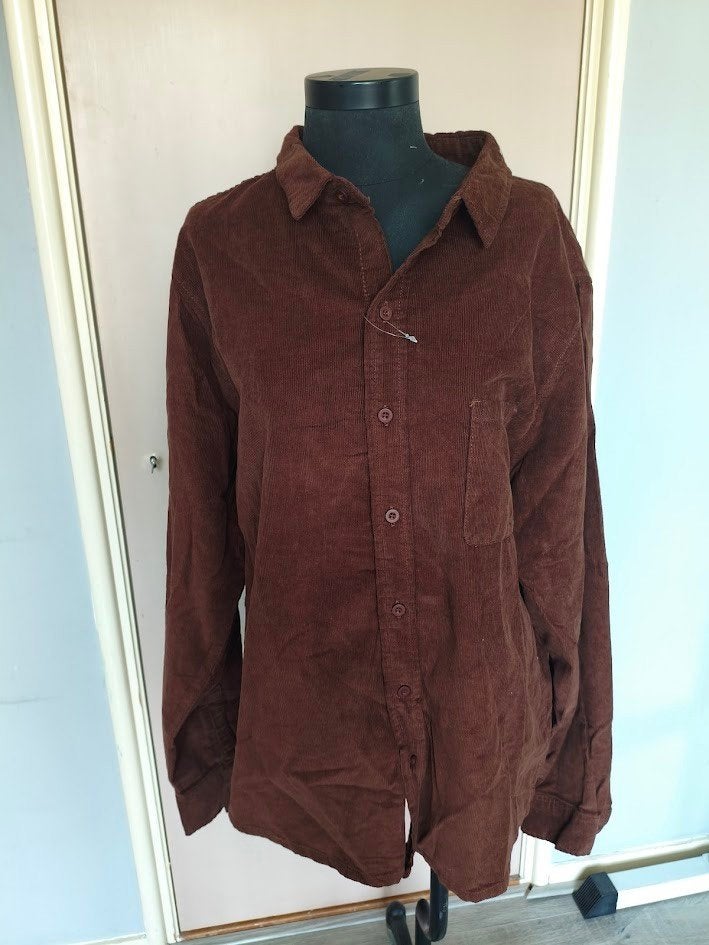 Zeeman corduroy heren overhemd bruin, Bruin, Ophalen of Verzenden, Zo goed als nieuw, Halswijdte 43/44 (XL)