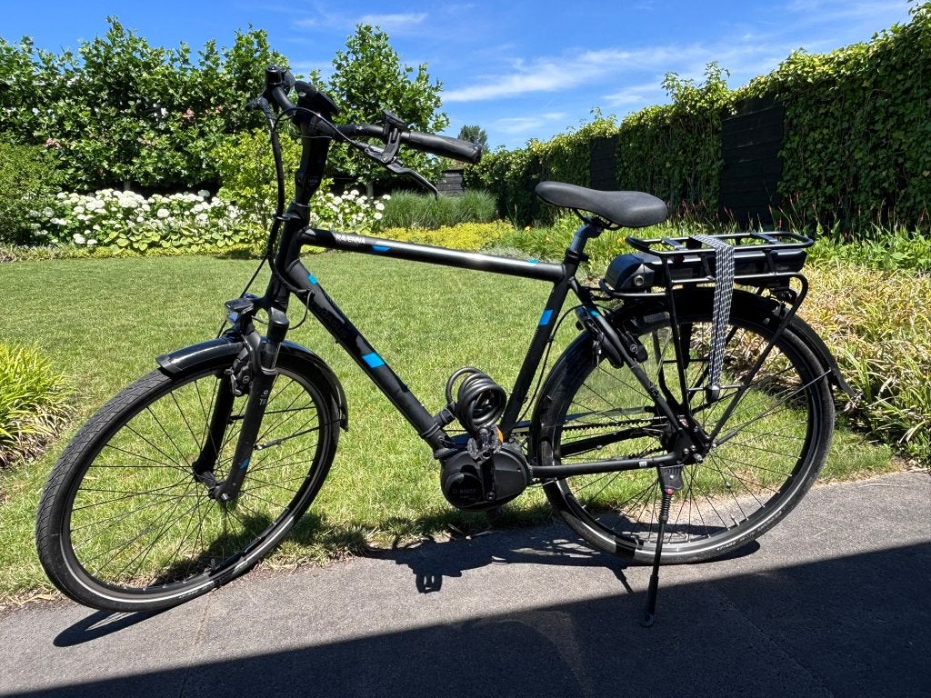 Nette elektrische herenfiets Pegasus Ravenna (riem), Fietsen en Brommers, Elektrische fietsen, Gebruikt, 50 km per accu of meer